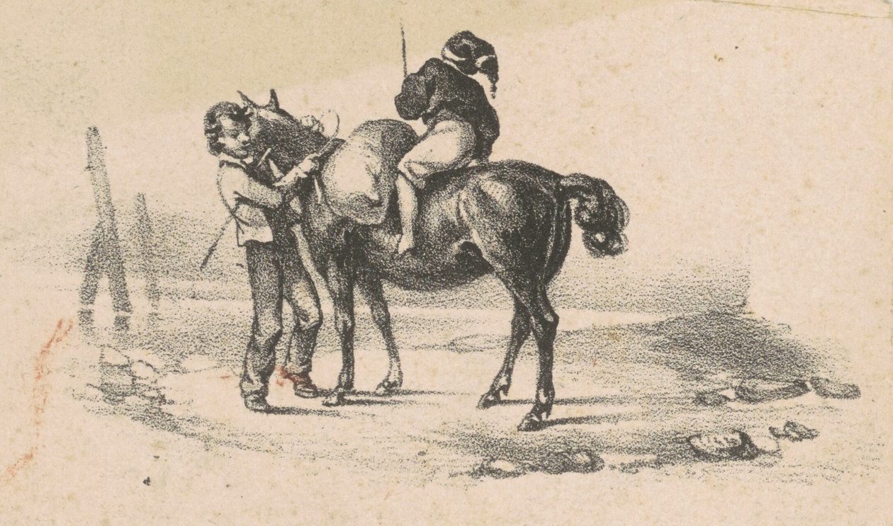 Ungdom og en hest av American 19th Century