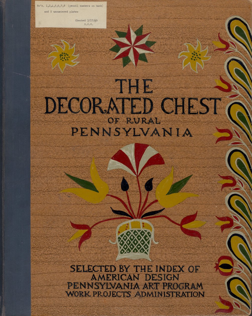 Omslag for foreslått portefølje "Decorated Chests of Rural Pennsylvania" av American 20th Century