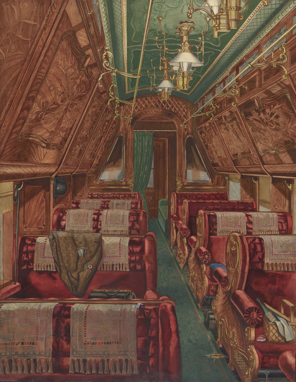 Interiøret til Pullman Coach, 1888 av American 20th Century
