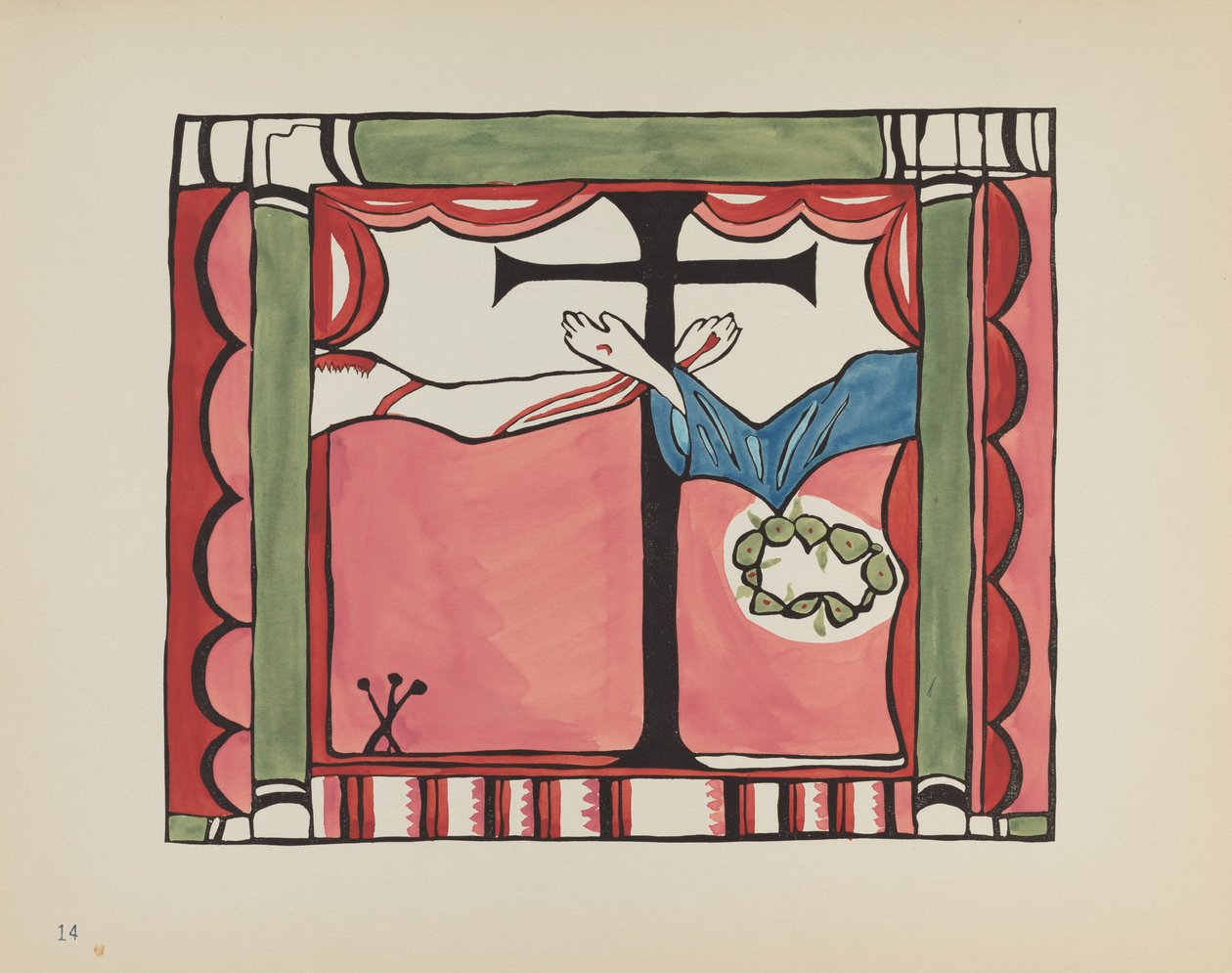 Plate 14: Hovedaltertavle, Chimayo: Fra porteføljen "Spanish Colonial Designs of New Mexico" av American 20th Century