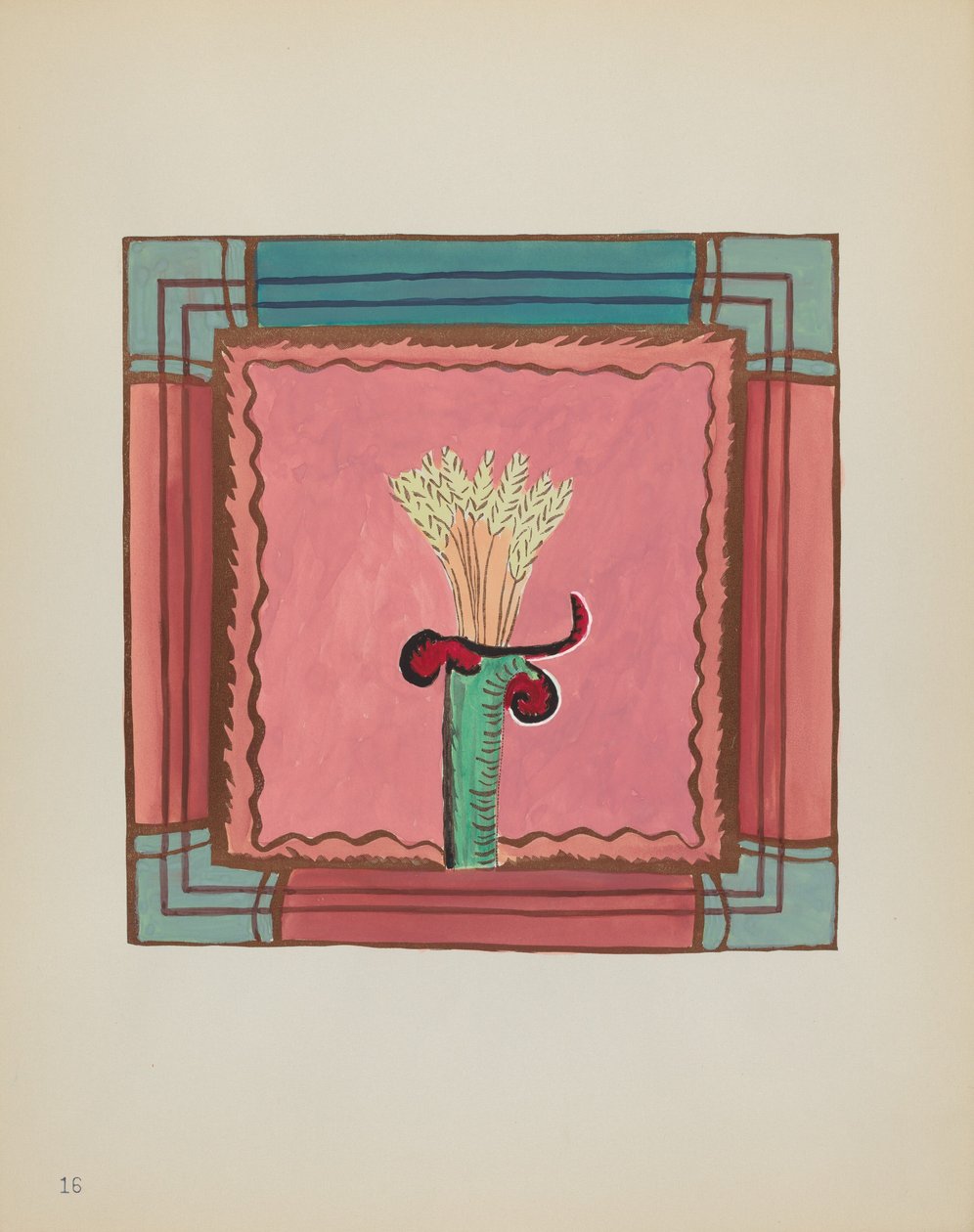 Plate 16: Wheat Sheaf, alterpanel: Fra porteføljen "Spanish Colonial Designs of New Mexico" av American 20th Century