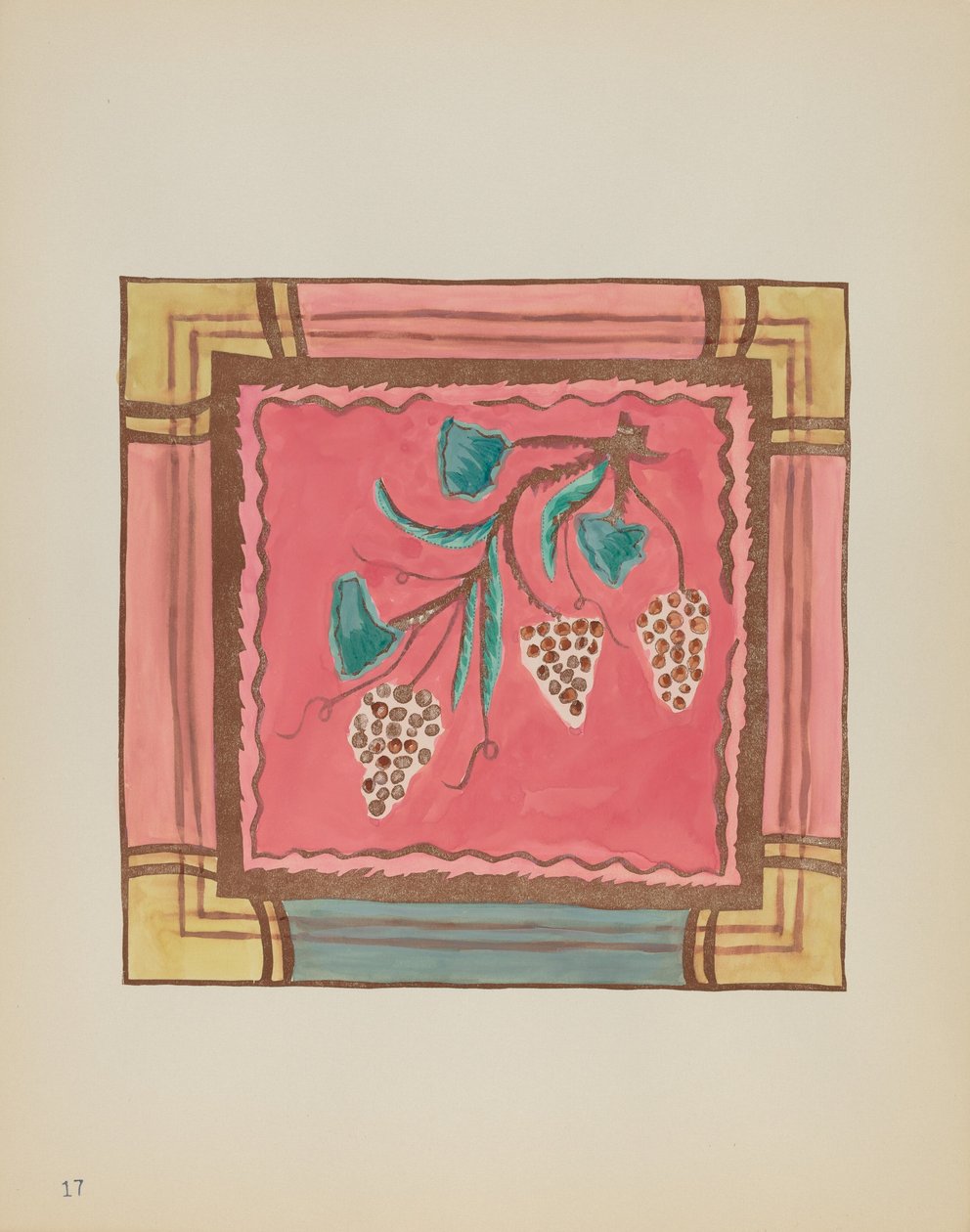 Plate 17: Druer, alterpanel: Fra porteføljen "Spanish Colonial Designs of New Mexico" av American 20th Century
