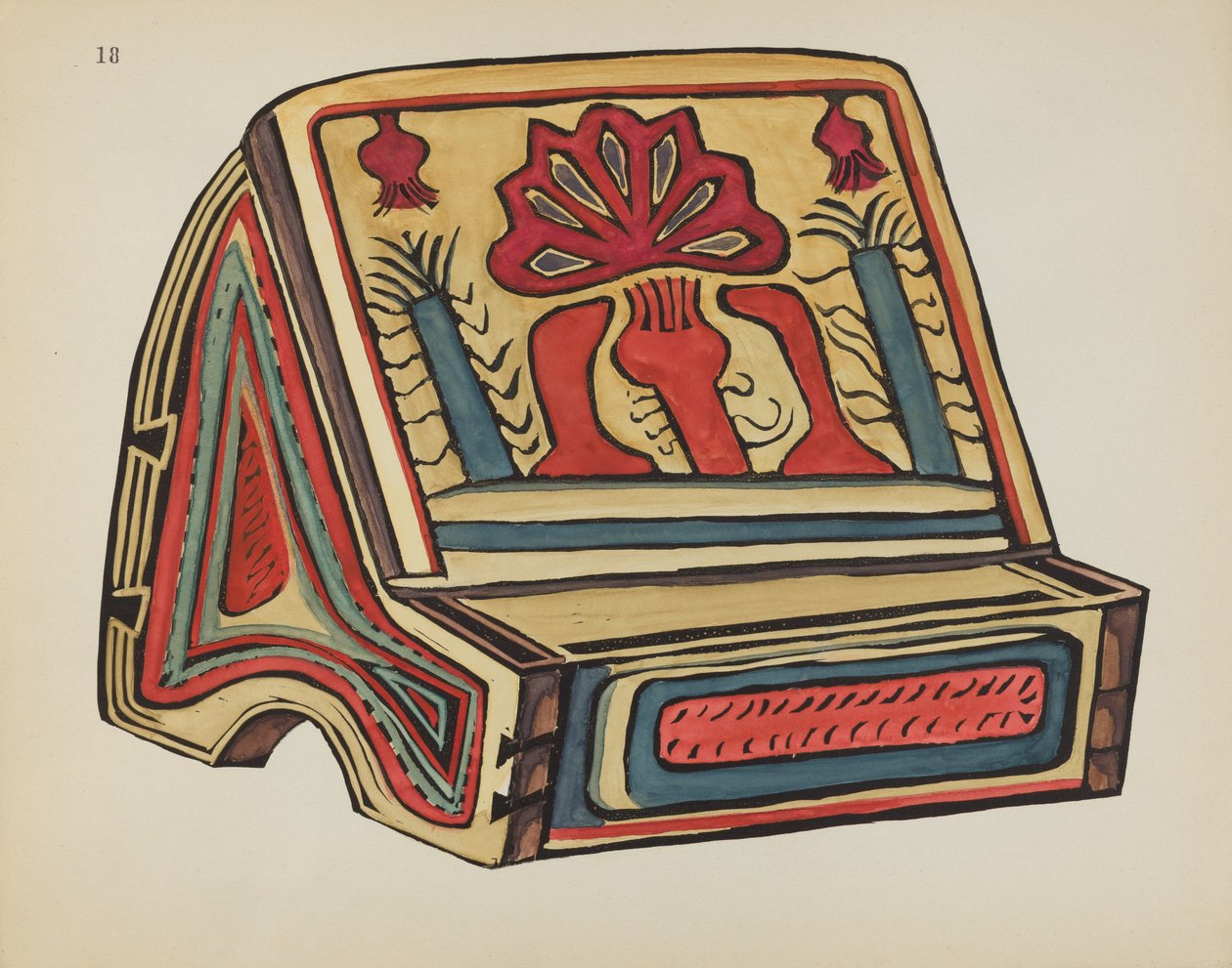 Plate 18: Lesestativ, Llano: Fra porteføljen "Spanish Colonial Designs of New Mexico" av American 20th Century