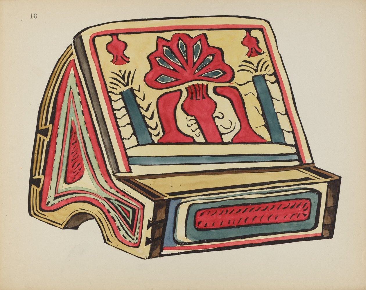 Plate 18: Lesestativ, Llano: Fra porteføljen "Spanish Colonial Designs of New Mexico" av American 20th Century