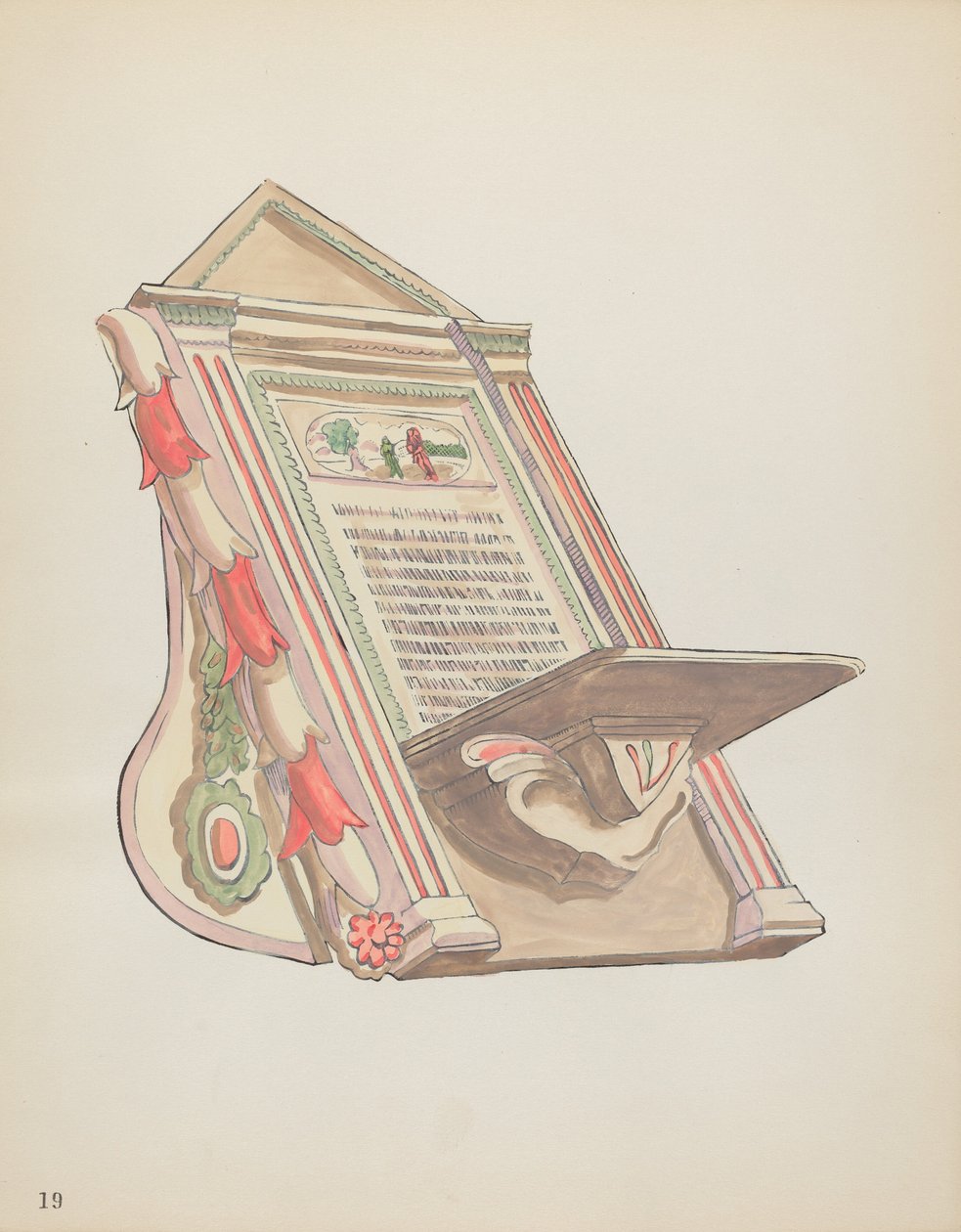 Plate 19: Lesestativ, Chimayo: Fra porteføljen "Spanish Colonial Designs of New Mexico" av American 20th Century