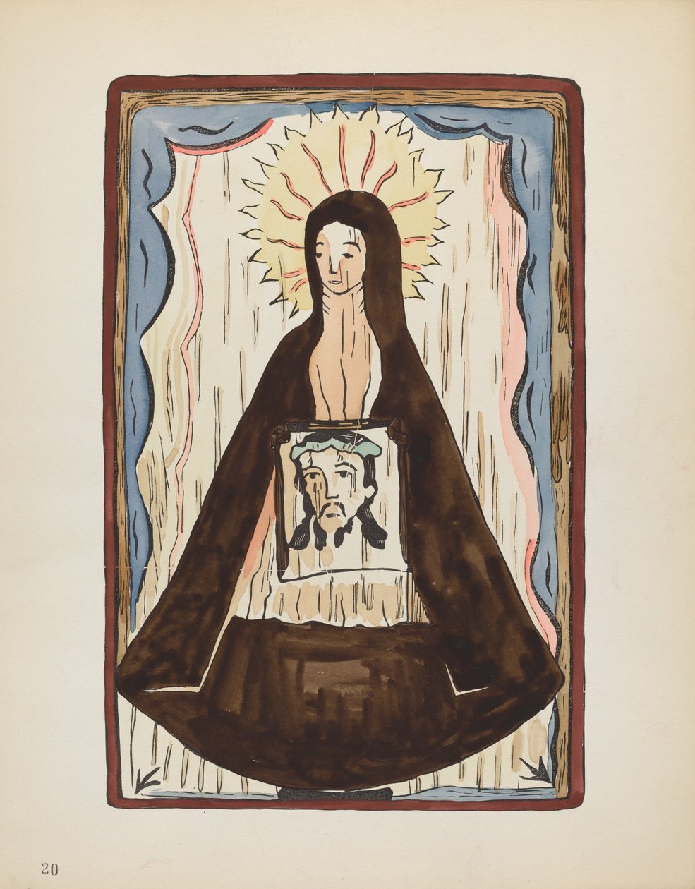 Plate 20: Saint Veronica: Fra porteføljen "Spanish Colonial Designs of New Mexico" av American 20th Century