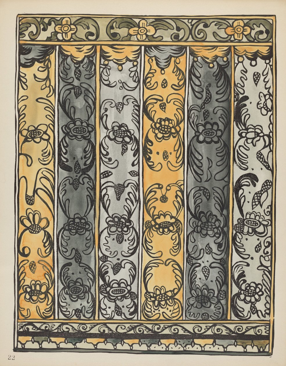 Plate 22: Veggdekorasjon, Laguna: Fra porteføljen "Spanish Colonial Designs of New Mexico" av American 20th Century