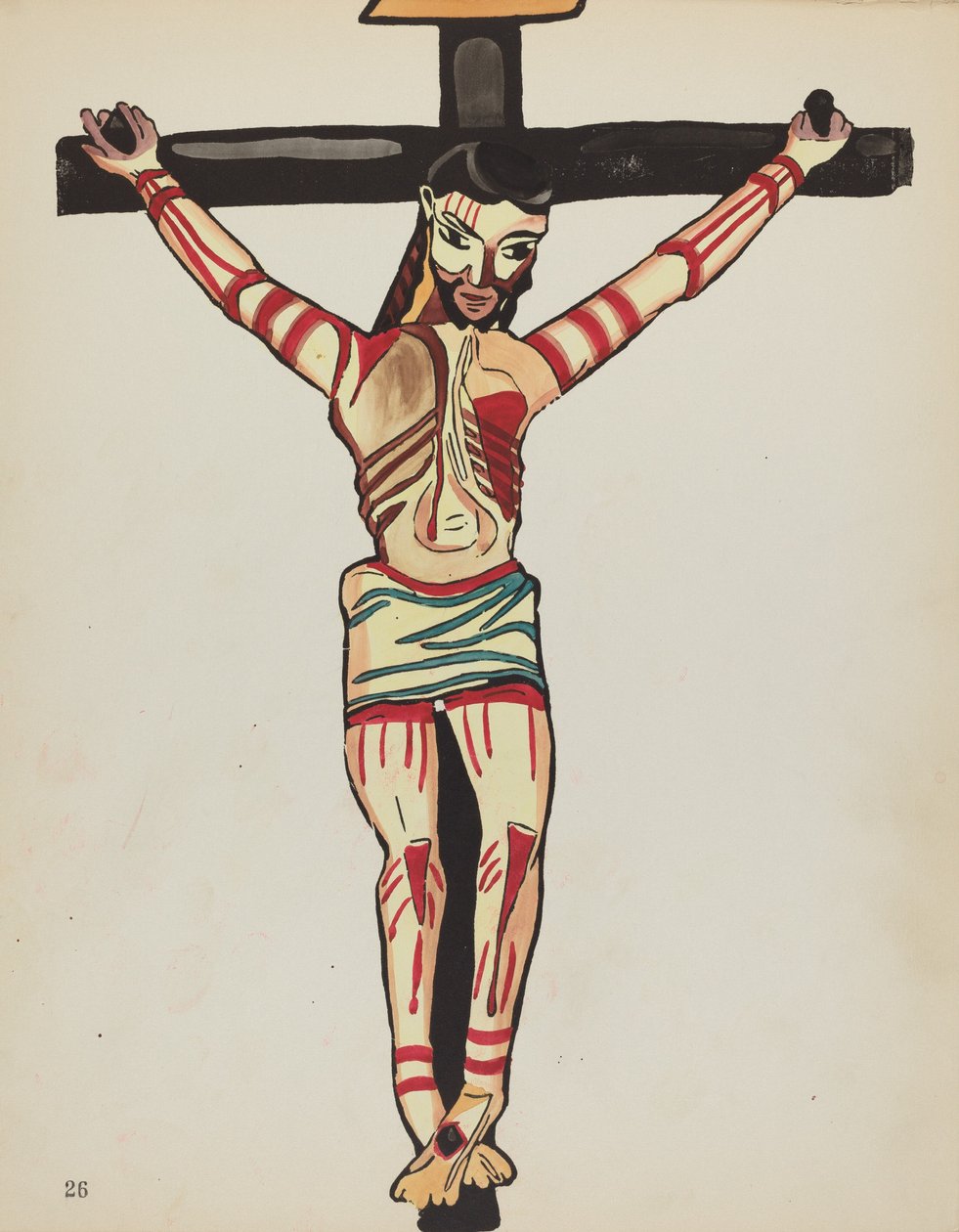 Plate 26: Kristus korsfestet, Taos: Fra porteføljen "Spanish Colonial Designs of New Mexico" av American 20th Century
