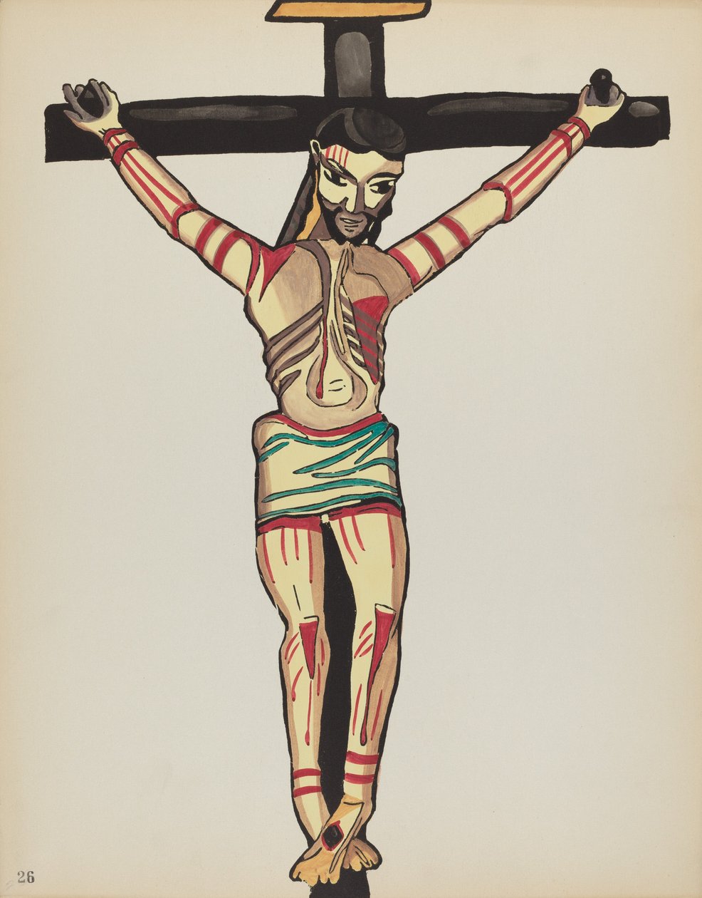 Plate 26: Kristus korsfestet, Taos: Fra porteføljen "Spanish Colonial Designs of New Mexico" av American 20th Century