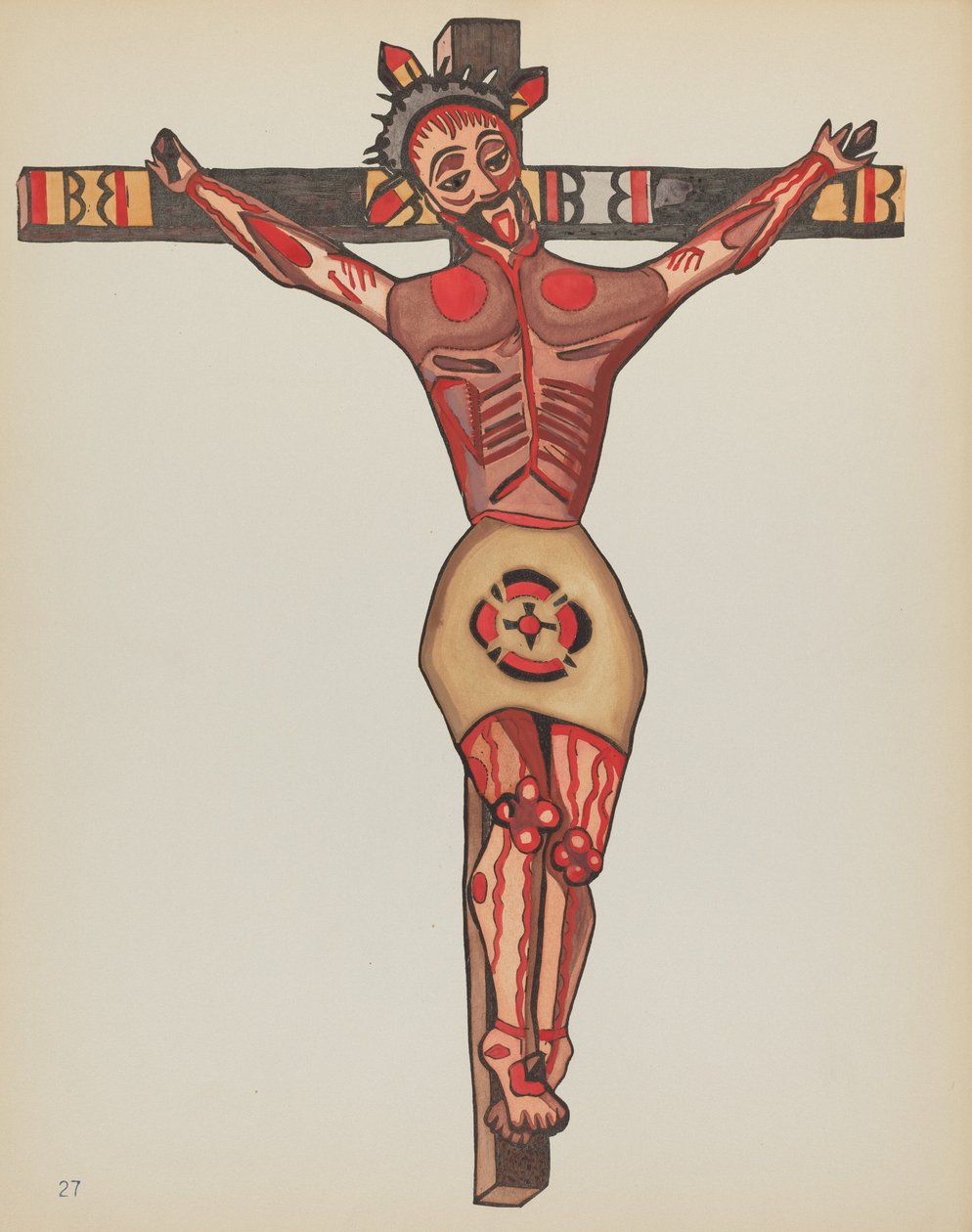 Plate 27: Kristus korsfestet: Fra porteføljen "Spanish Colonial Designs of New Mexico" av American 20th Century