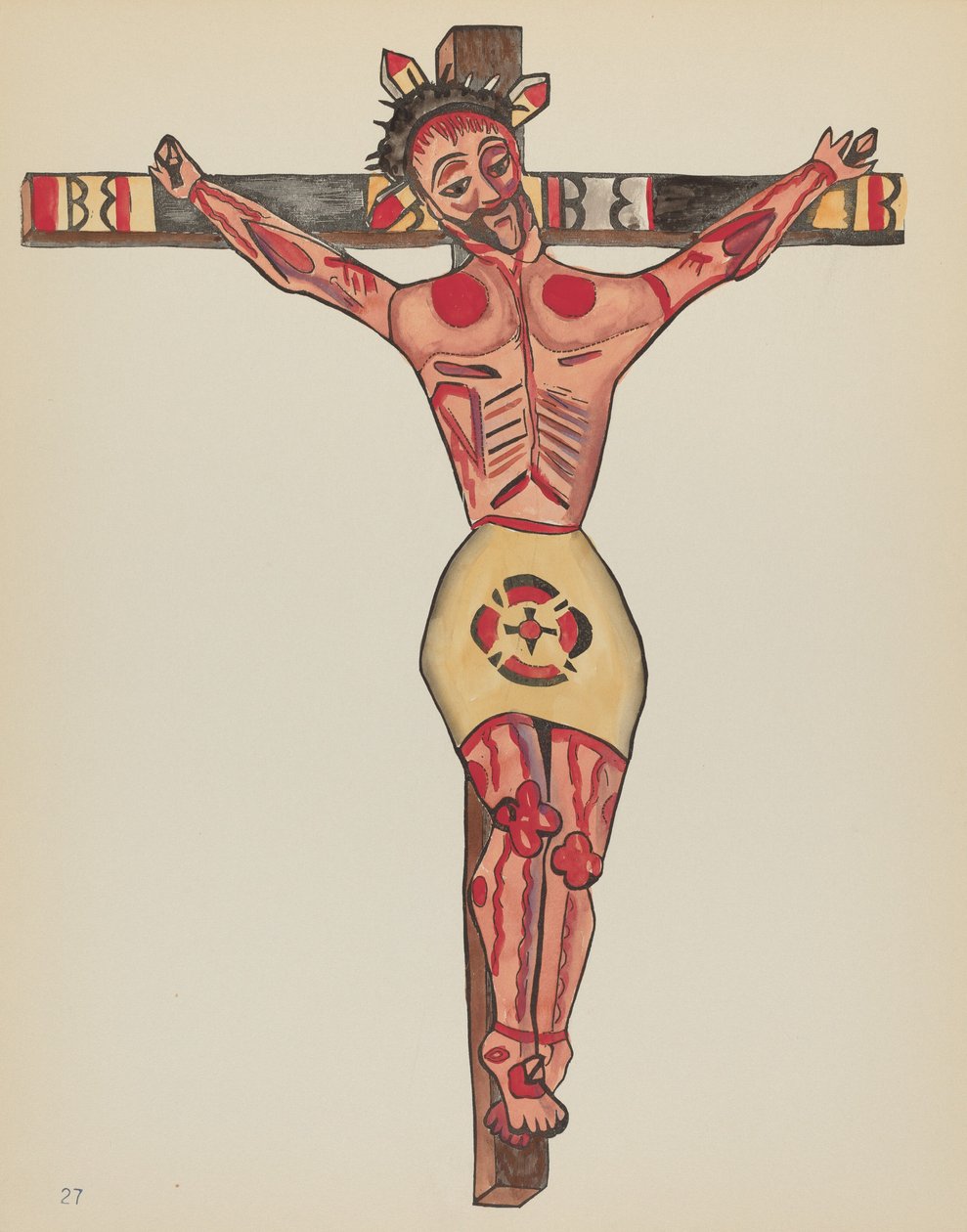 Plate 27: Kristus korsfestet: Fra porteføljen "Spanish Colonial Designs of New Mexico" av American 20th Century