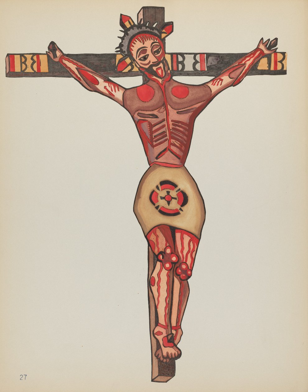 Plate 27: Kristus korsfestet: Fra porteføljen "Spanish Colonial Designs of New Mexico" av American 20th Century