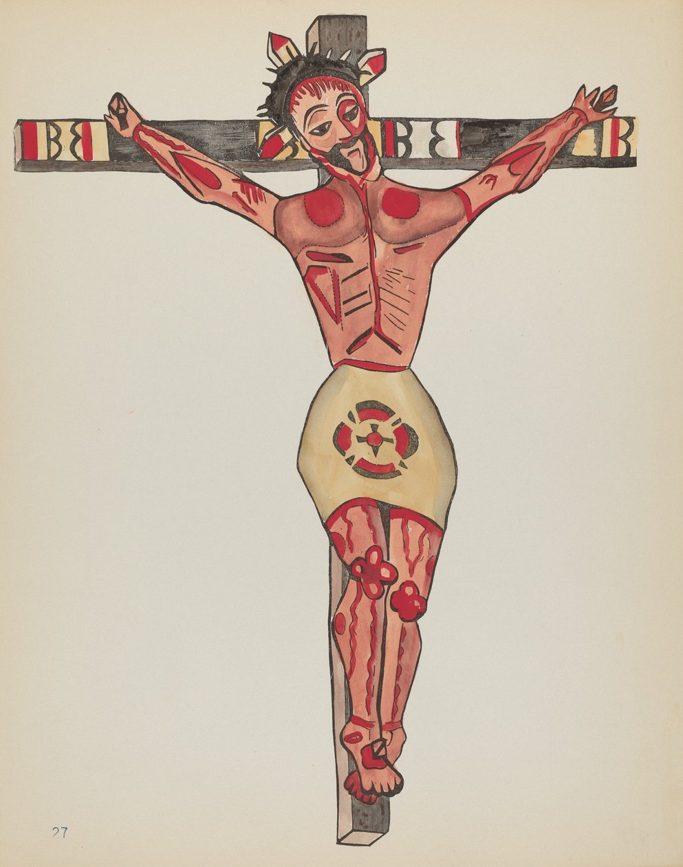 Plate 27: Kristus korsfestet, Mora: Fra porteføljen "Spanish Colonial Designs of New Mexico" av American 20th Century