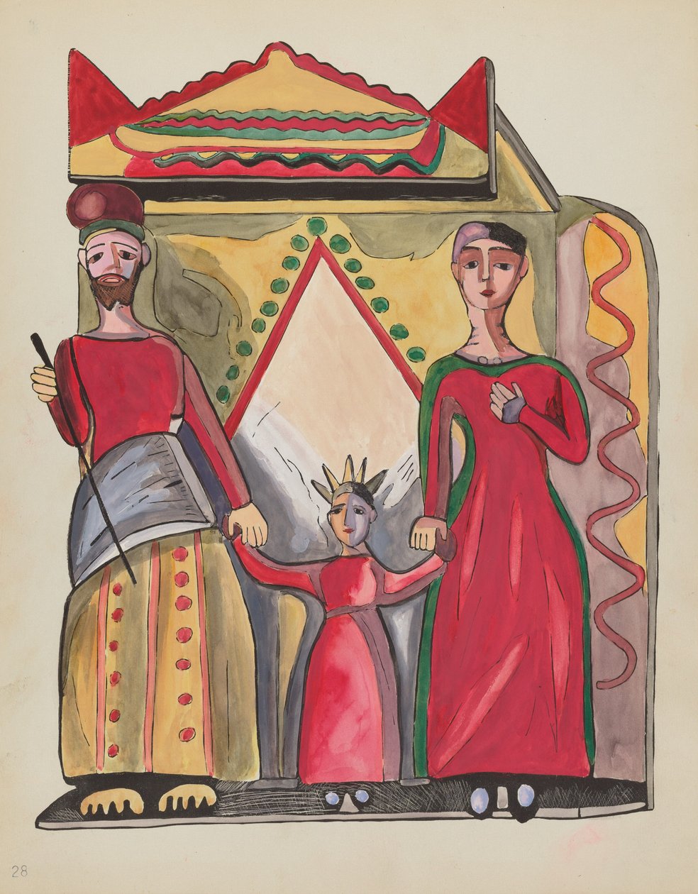 Plate 28: Den hellige familie: Fra porteføljen "Spanish Colonial Designs of New Mexico" av American 20th Century
