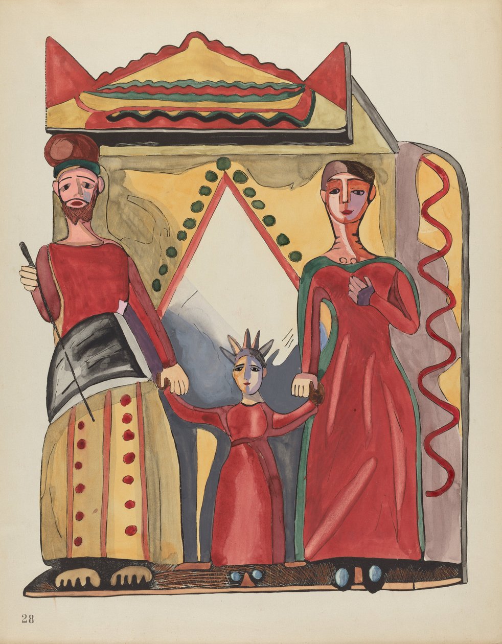Plate 28: Den hellige familie: Fra porteføljen "Spanish Colonial Designs of New Mexico" av American 20th Century