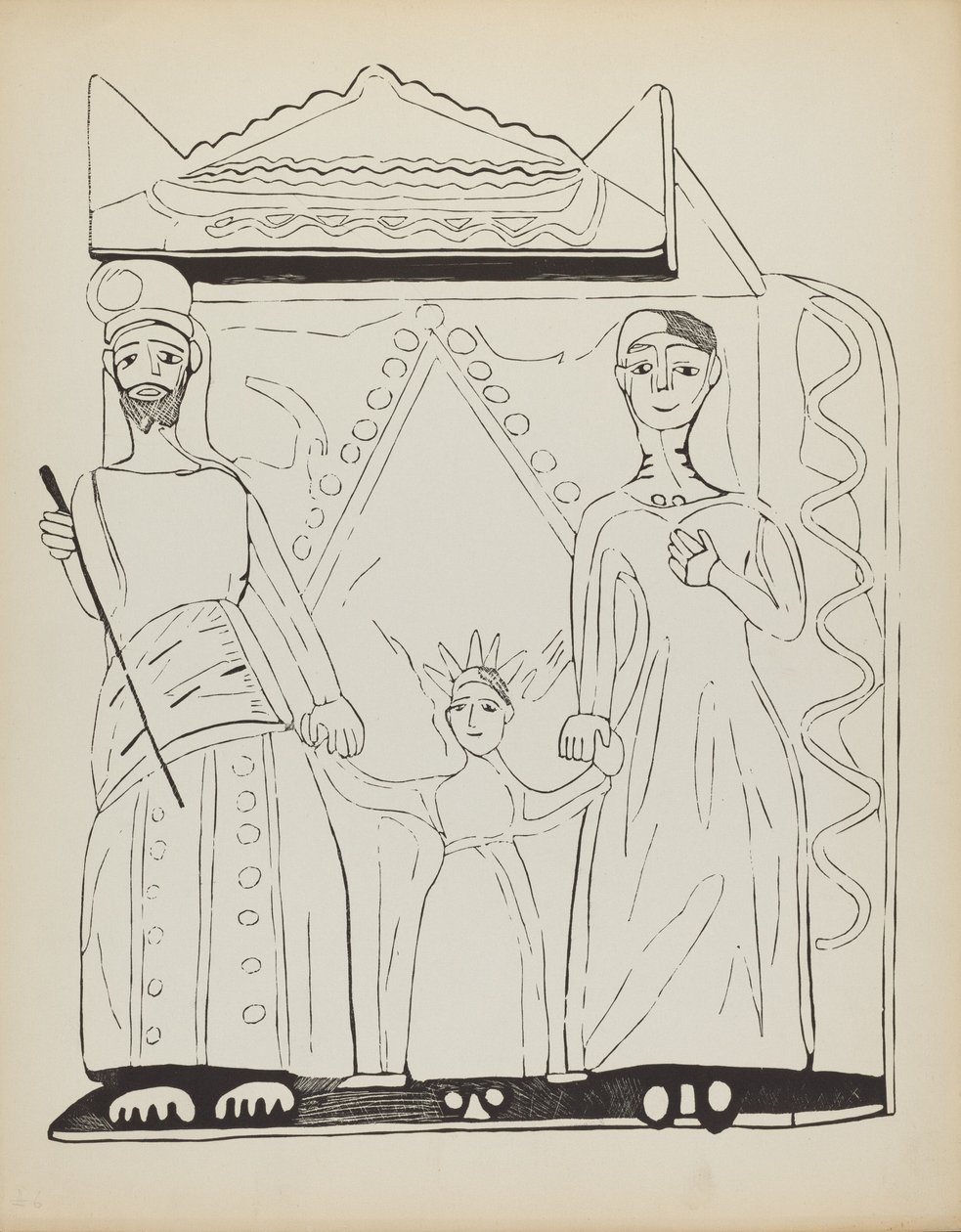 Plate 28: Den hellige familie: Fra porteføljen "Spanish Colonial Designs of New Mexico" av American 20th Century