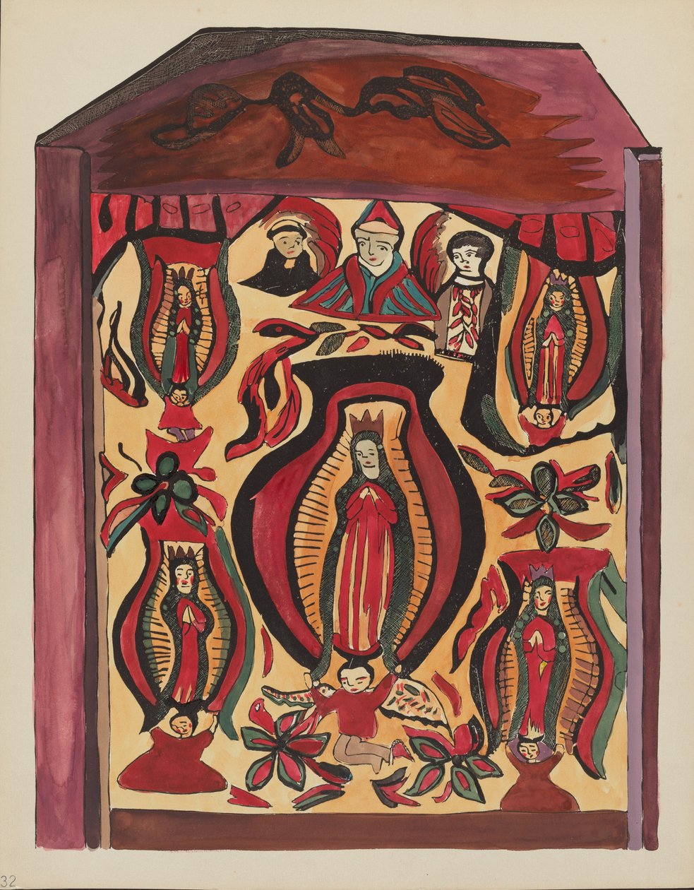 Plate 32: Our Lady of Guadalupe": Fra porteføljen "Spanish Colonial Designs of New Mexico" av American 20th Century