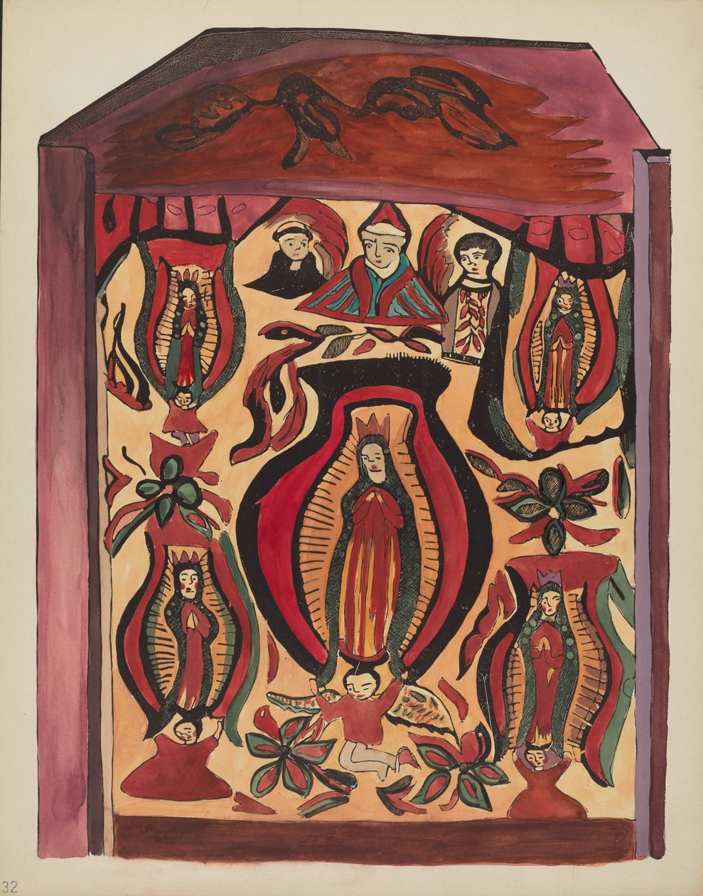 Plate 32: Vår Frue av Guadalupe: Fra porteføljen "Spanish Colonial Designs of New Mexico" av American 20th Century