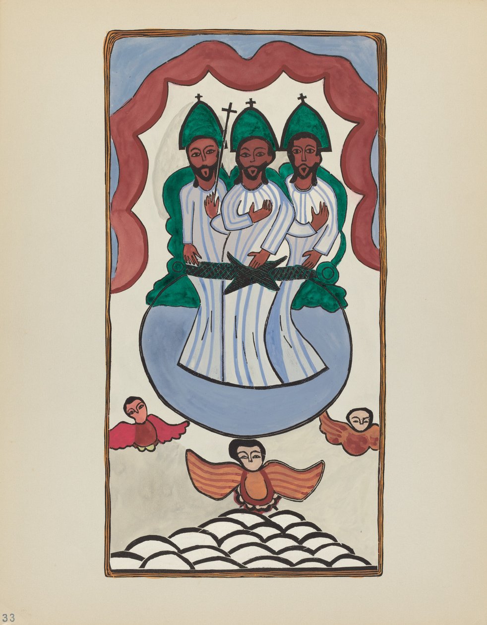 Plate 33: Den hellige treenighet: Fra porteføljen "Spanske kolonialdesign i New Mexico av American 20th Century