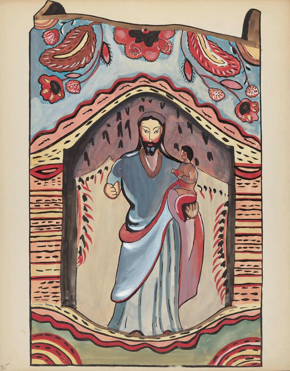 Plate 35: Saint Joseph in Wooden Niche: Fra porteføljen "Spanske kolonialdesign i New Mexico" av American 20th Century