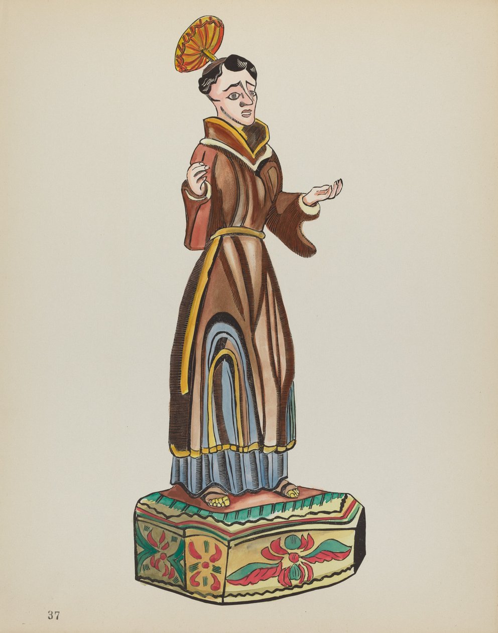 Plate 37: Saint Anthony: Fra porteføljen "Spanish Colonial Designs of New Mexico" av American 20th Century