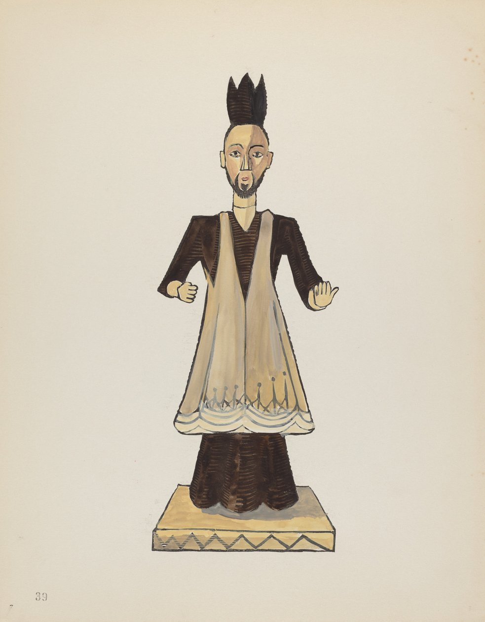 Plate 39: St. John Nepomuk Bulto: Fra porteføljen "Spanish Colonial Designs of New Mexico" av American 20th Century