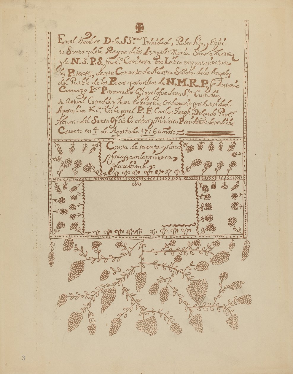 Plate 3: Pecos Book of Visitations: Fra porteføljen "Spanish Colonial Designs of New Mexico" av American 20th Century