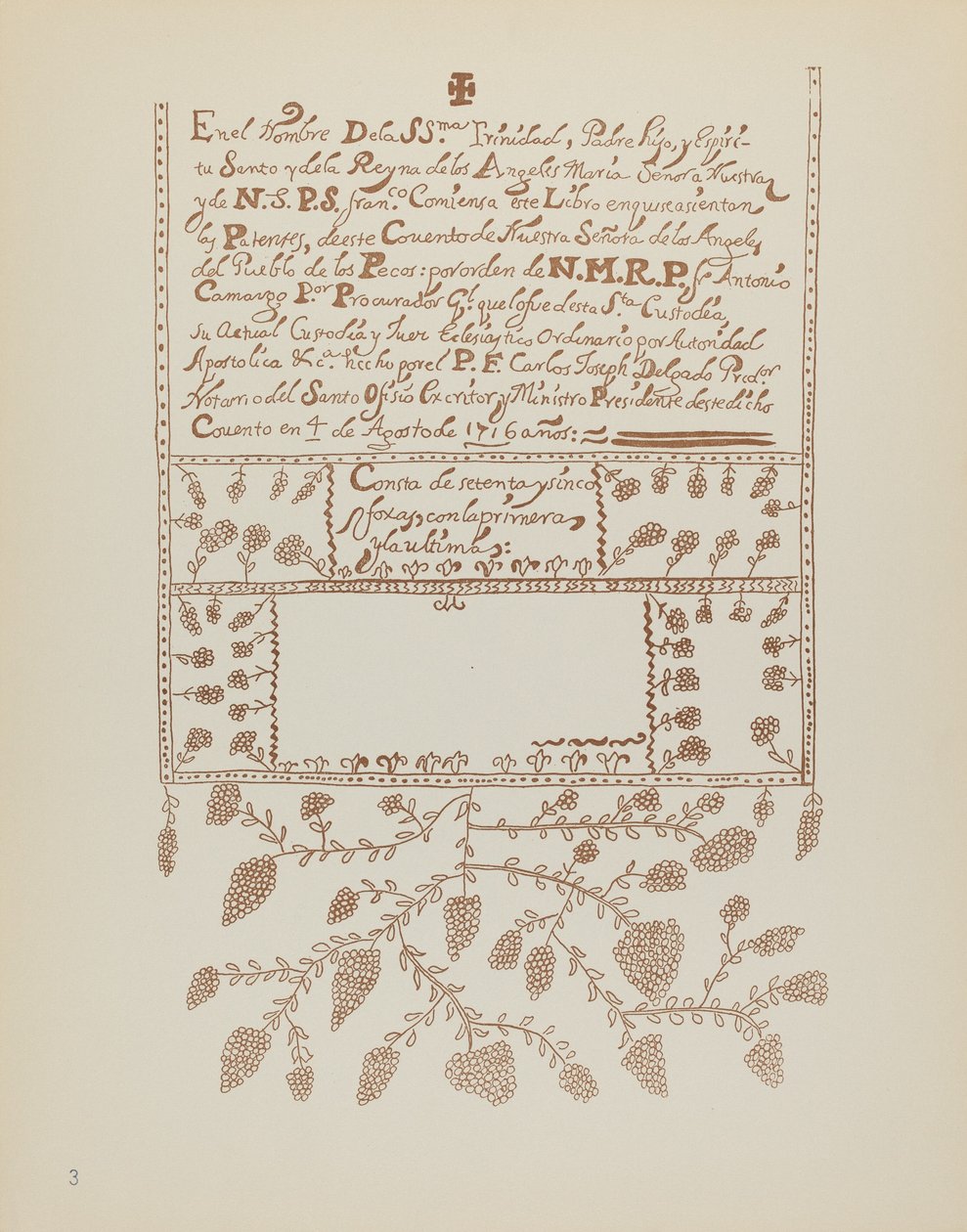 Plate 3: Pecos Book of Visitations: Fra porteføljen "Spanish Colonial Designs of New Mexico" av American 20th Century
