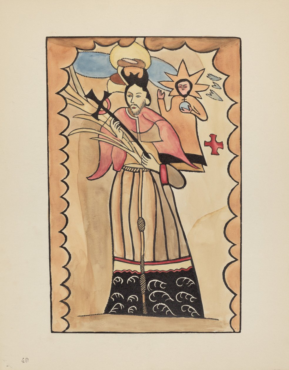 Plate 40: St. John Nepomuk: Fra porteføljen "Spanish Colonial Designs of New Mexico" av American 20th Century
