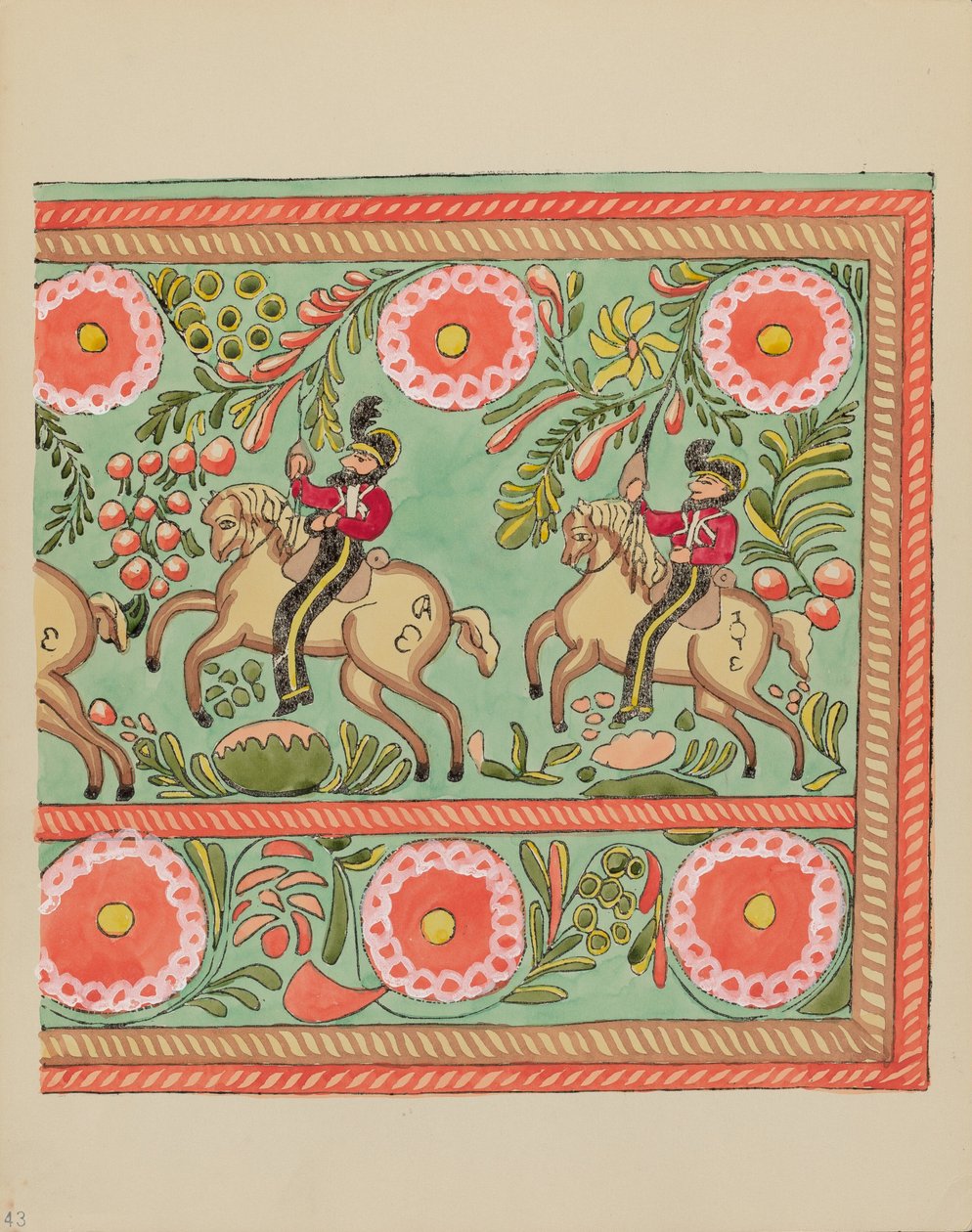 Plate 43: Malt brystdesign: Fra porteføljen "Spanish Colonial Designs of New Mexico" av American 20th Century