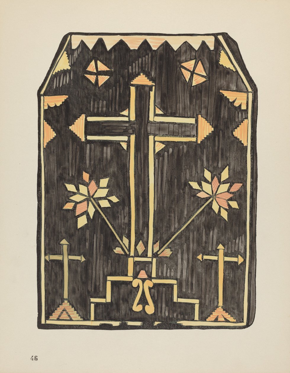 Plate 46: Straw Applique Design: Fra porteføljen "Spanish Colonial Designs of New Mexico" av American 20th Century