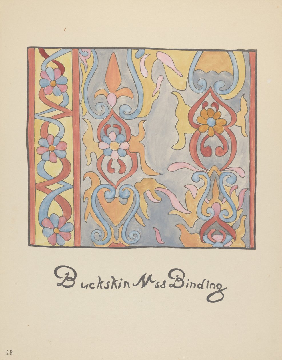 Plate 48: Buckskin Design: Fra porteføljen "Spanish Colonial Designs of New Mexico" av American 20th Century