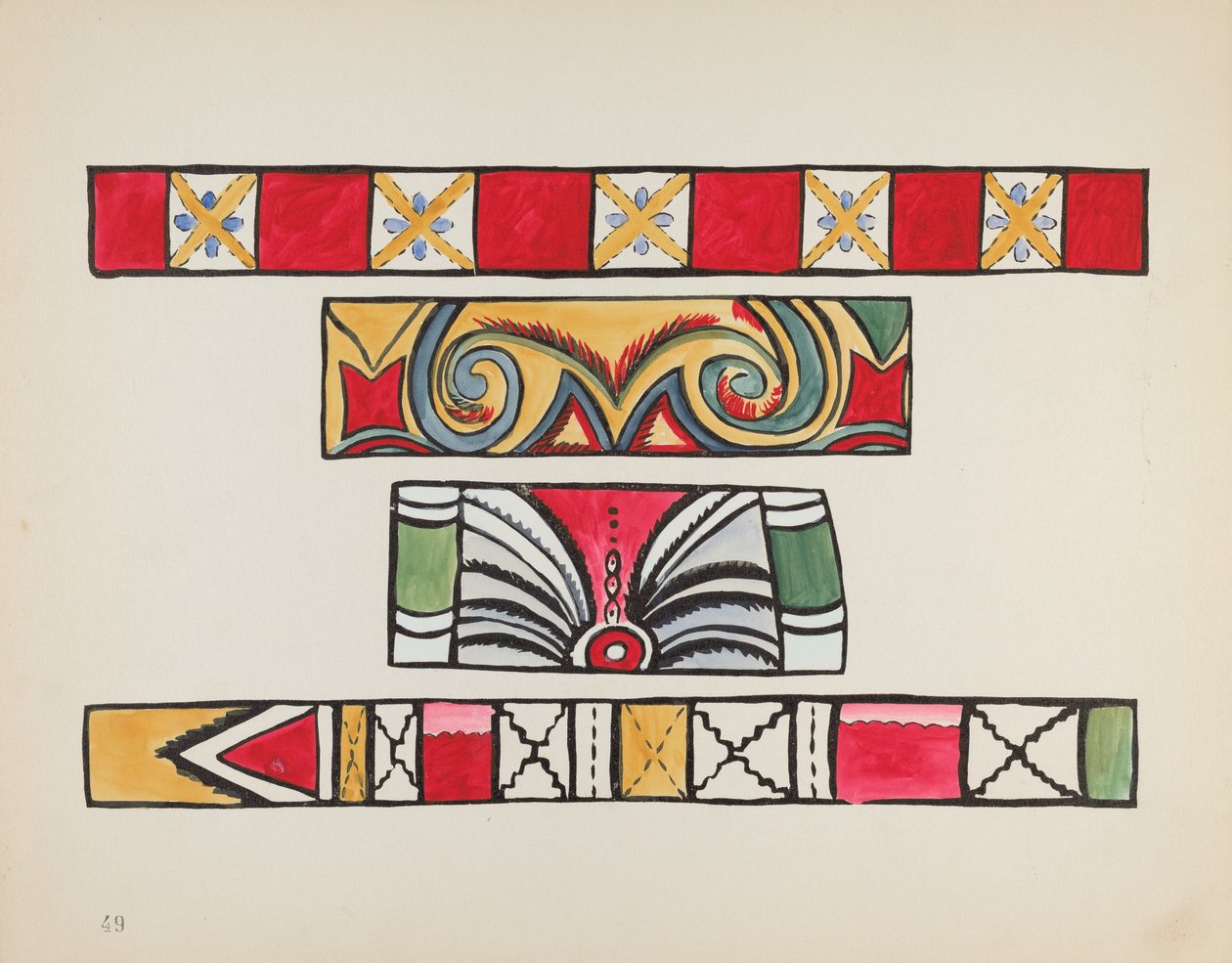 Plate 49: Diverse design: Fra porteføljen "Spanish Colonial Designs of New Mexico" av American 20th Century