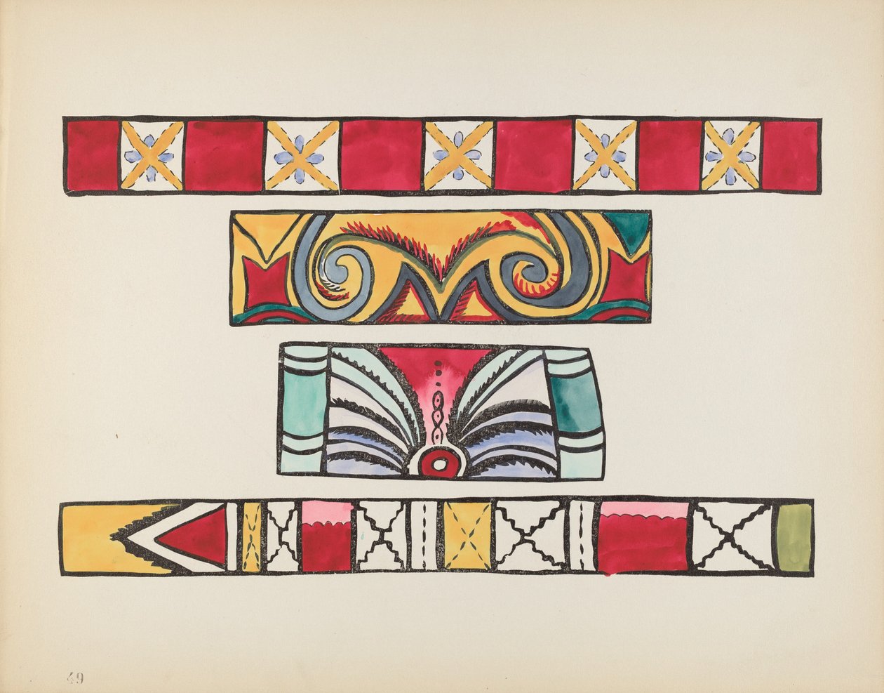 Plate 49: Diverse design: Fra porteføljen "Spanish Colonial Designs of New Mexico" av American 20th Century