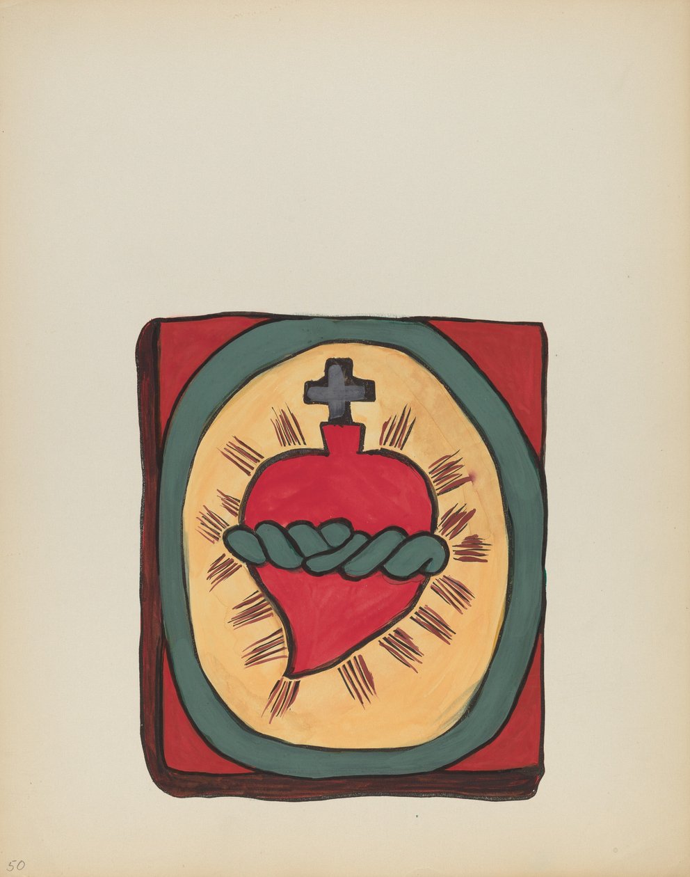 Plate 50: Sacred Heart: Fra porteføljen "Spanish Colonial Designs of New Mexico" av American 20th Century