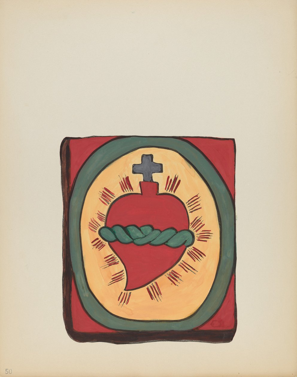 Plate 50: Sacred Heart: Fra porteføljen "Spanish Colonial Designs of New Mexico" av American 20th Century
