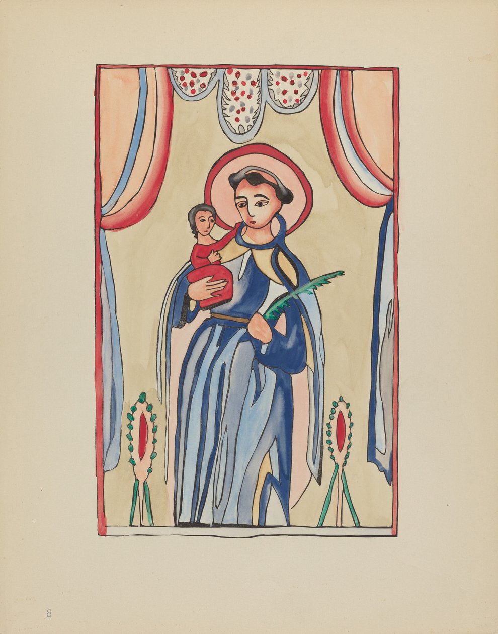 Plate 8: Saint Anthony of Padua: Fra porteføljen "Spanish Colonial Designs of New Mexico" av American 20th Century
