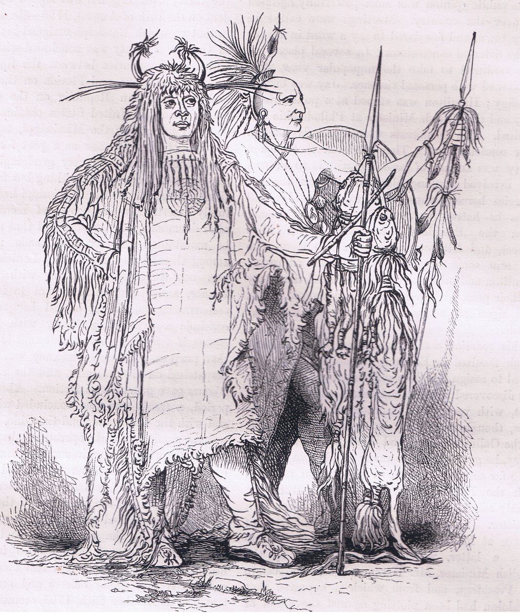 Gruppe av grenseindianere, illustrasjon fra Cassells History of the United States utgitt av Cassell, Petter & Galpin, ca. 1900 (litho) av American English school