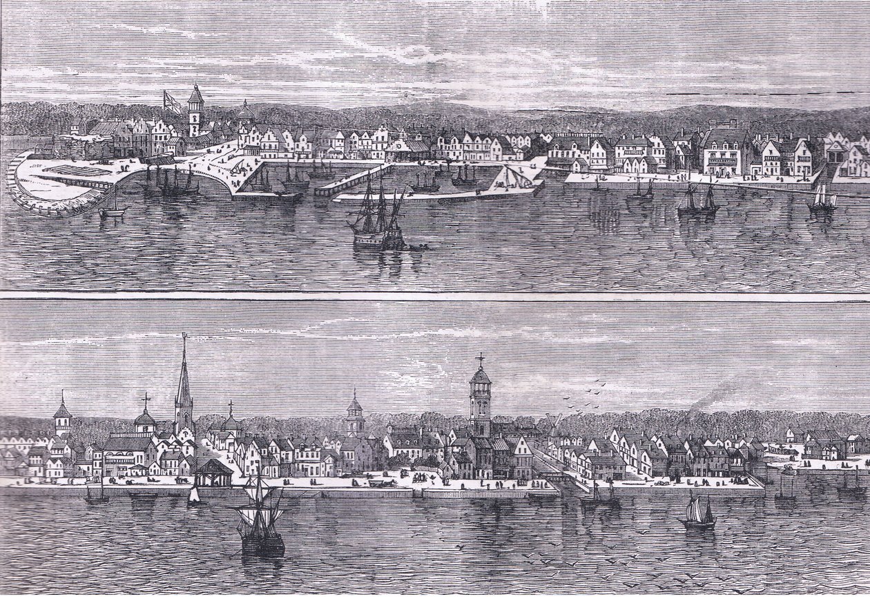 New York i midten av det nittende århundre, illustrasjon fra Cassells History of the United States utgitt av Cassell, Petter & Galpin, ca. 1900 (litho) av American English school