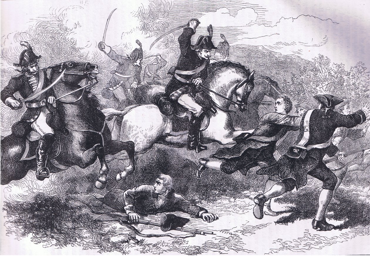 Rut of the lojale rekruttene, illustrasjon fra Cassells History of the United States utgitt av Cassell, Petter & Galpin, ca. 1900 (litho) av American English school
