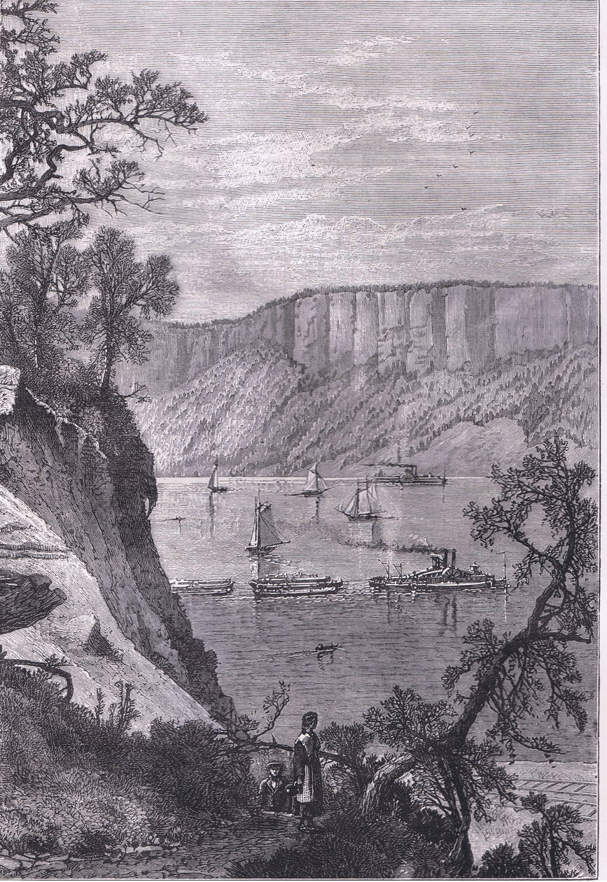 The Palisades of the Hudson, illustrasjon fra Cassells History of the United States utgitt av Cassell, Petter & Galpin, ca. 1900 (litho) av American English school