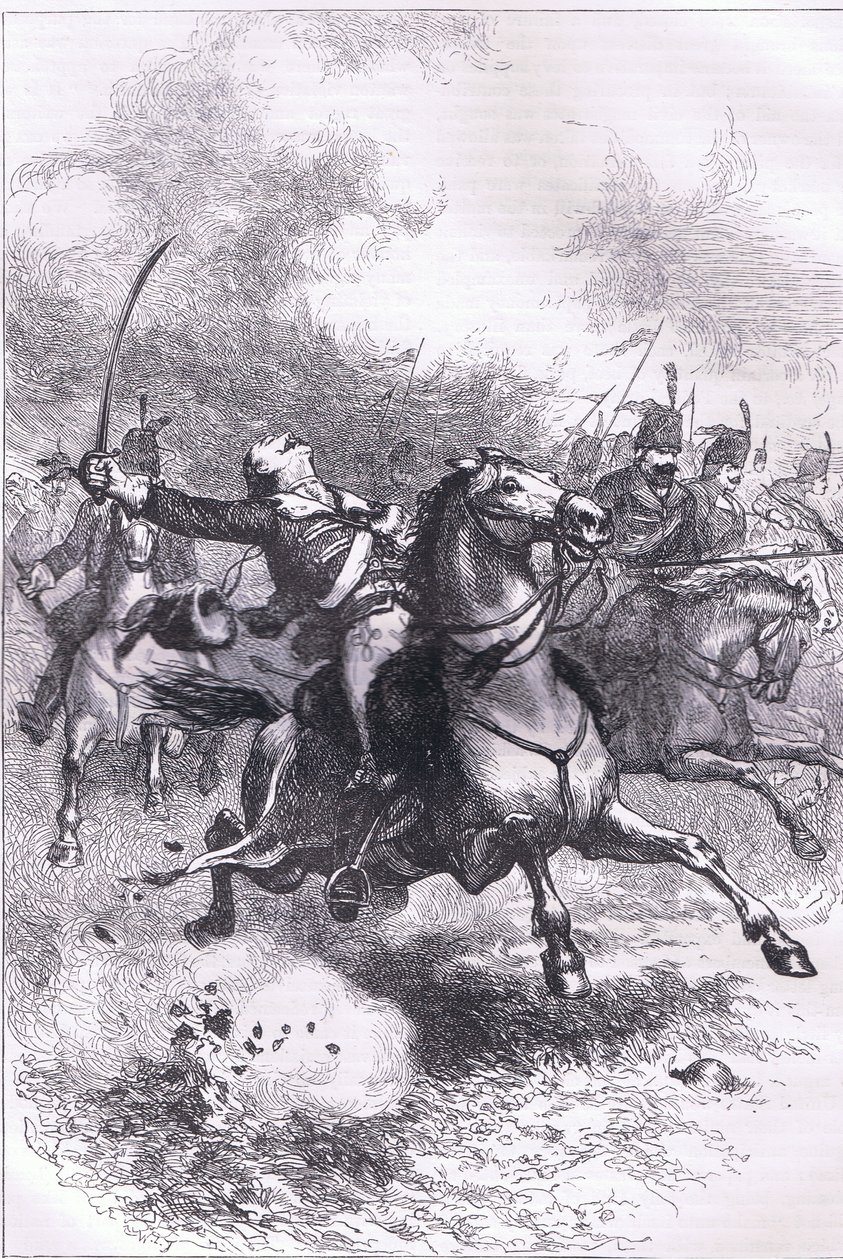 Anklagen for Pulaski, illustrasjon fra Cassells History of the United States utgitt av Cassell, Petter & Galpin, ca. 1900 (litho) av American English school