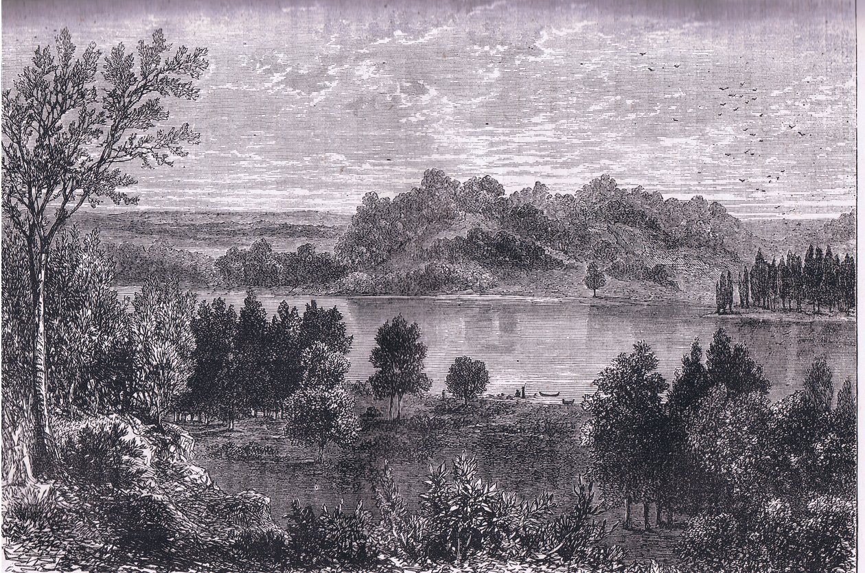 The valley of the Mississippi, illustrasjon fra Cassells History of the United States utgitt av Cassell, Petter & Galpin, ca. 1900 (litho) av American English school