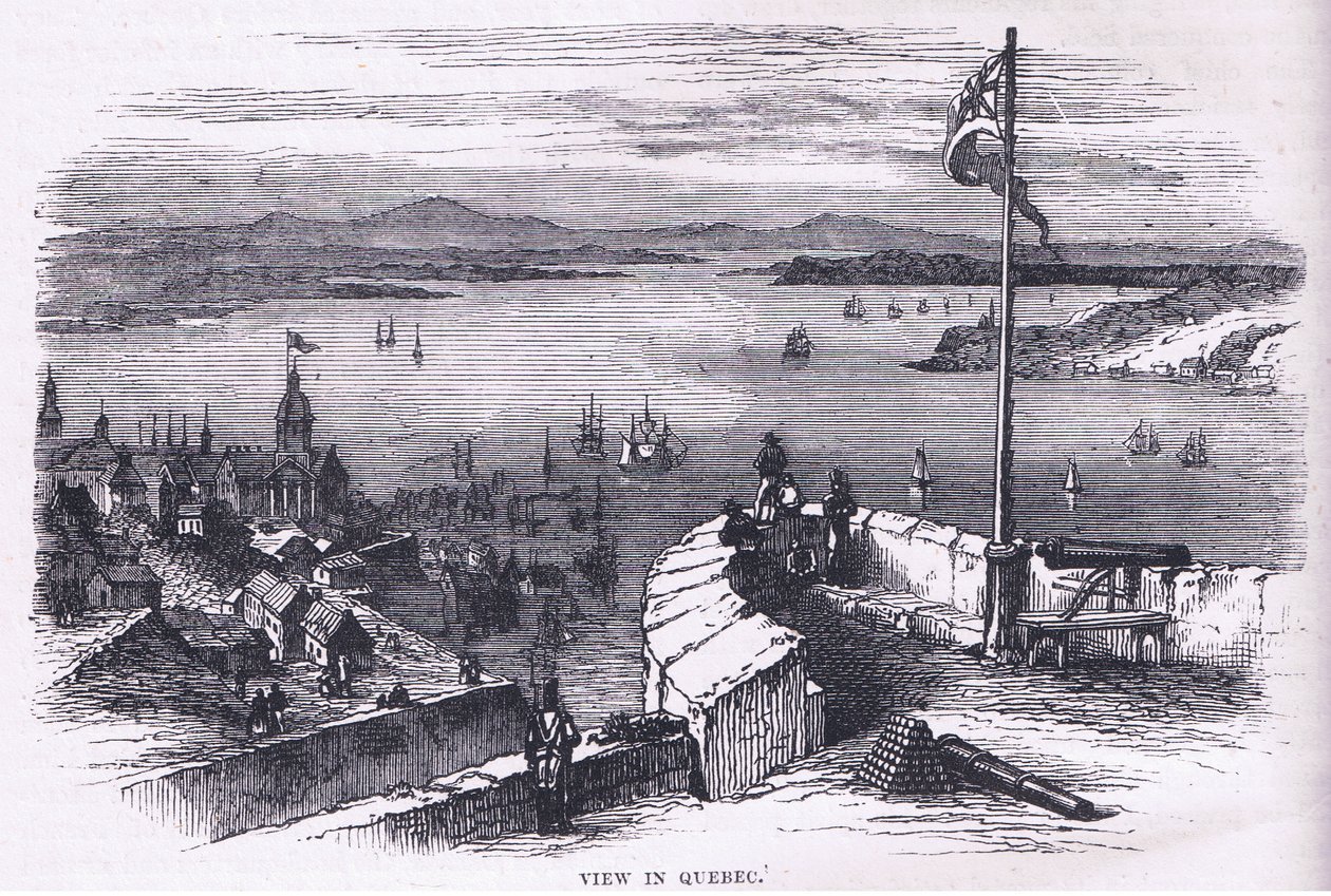 Visning i Quebec, illustrasjon fra Cassells History of the United States utgitt av Cassell, Petter & Galpin, ca. 1900 (litho) av American English school
