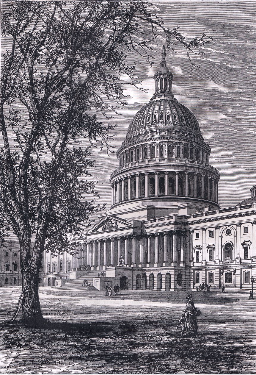 View of the Capitol, Washington, illustrasjon fra Cassells History of the United States utgitt av Cassell, Petter & Galpin, ca. 1900 (litho) av American English school