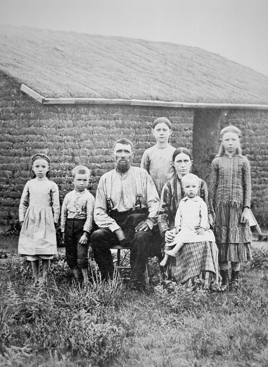 Amerikansk pionerfamilie, ca. 1870 (s/hvitt-bilde) av American Photographer