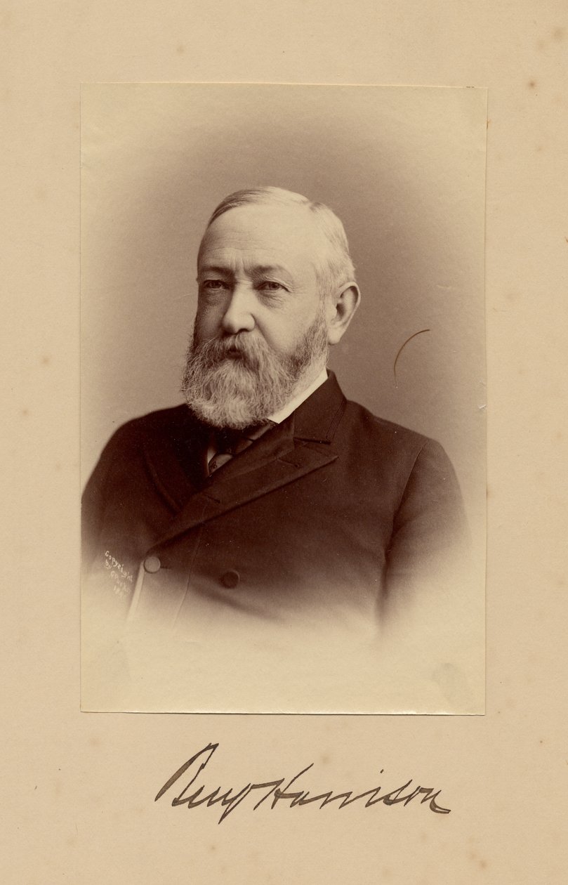 Benjamin Harrison (1833-1901), 23. president i USA, foto av George Prince, Washington DC (albumfoto) av American Photographer