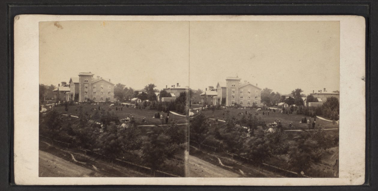 Bygning og eiendom, Oneida Community, New York State, ca. 1870 (s/hvitt-bilde) av American Photographer