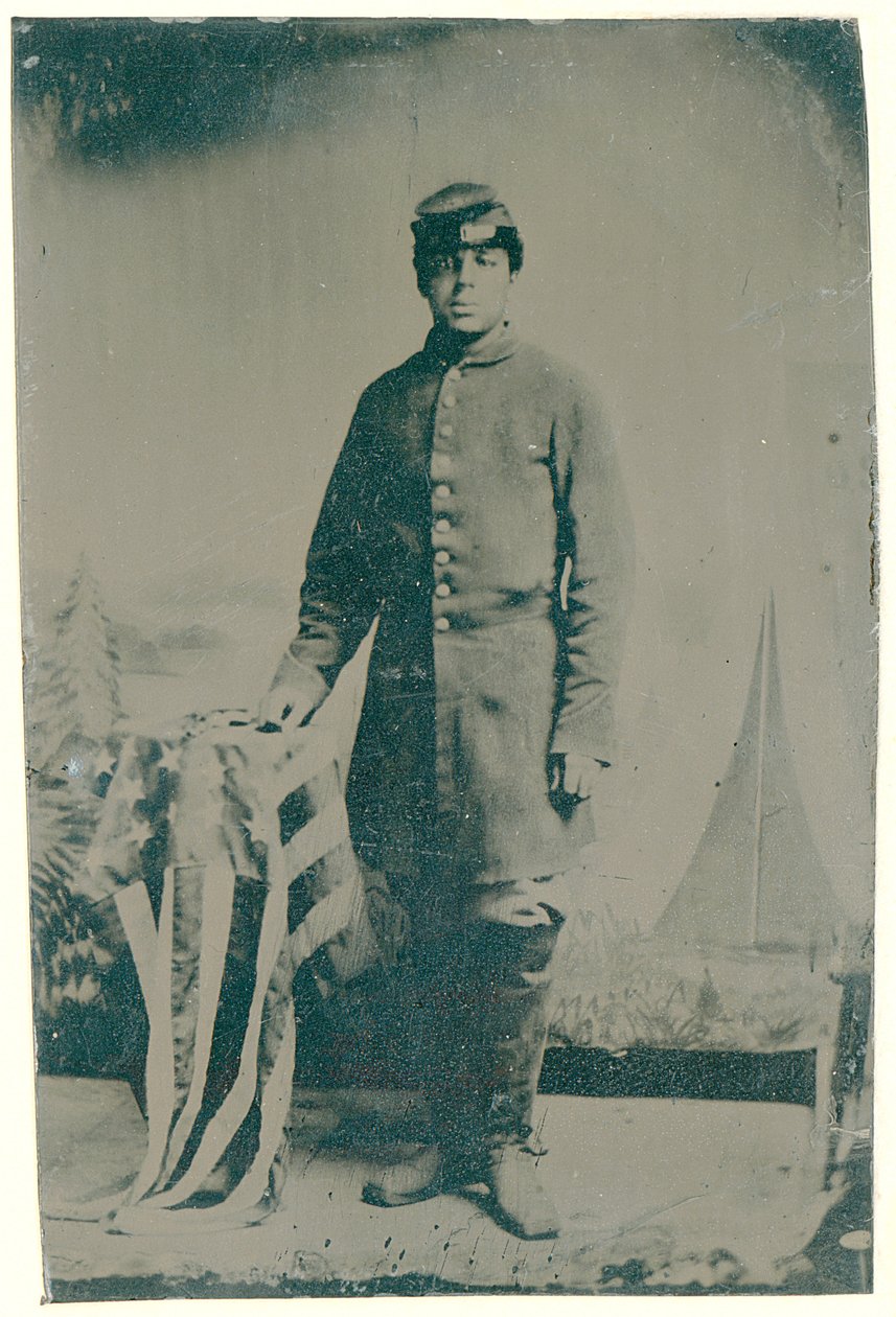 Charles H. Arnum, menig i det 54. Massachusetts frivillige infanteriregiment, 1864 (bilde av tintype) av American Photographer