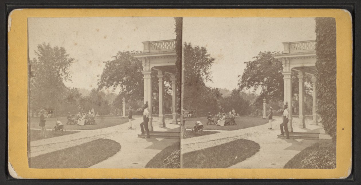 East Lawn and Portico, Oneida Community, New York State, ca. 1870 (s/hvitt-bilde) av American Photographer